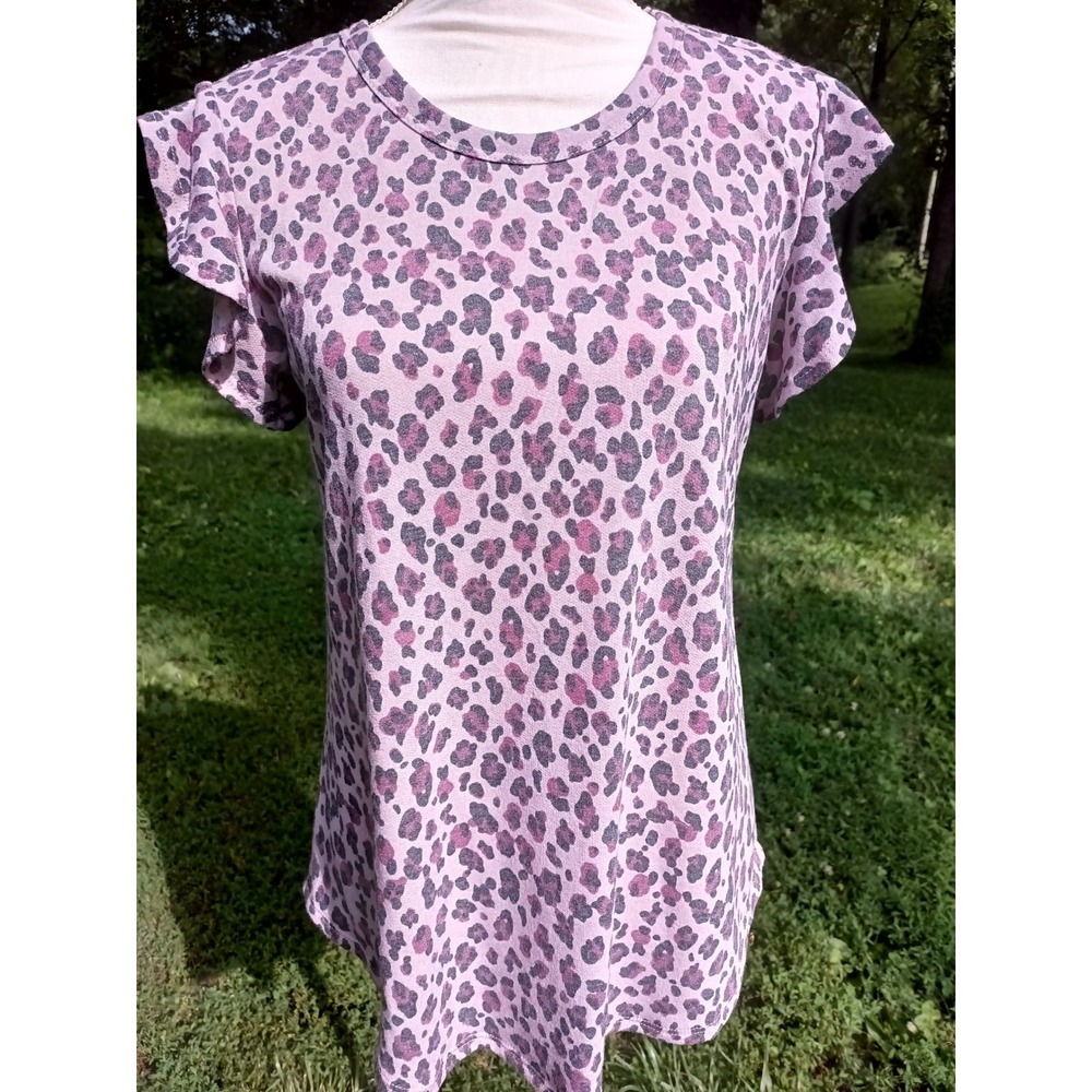 Heimish leopard pink cap sleeve top size L NWT